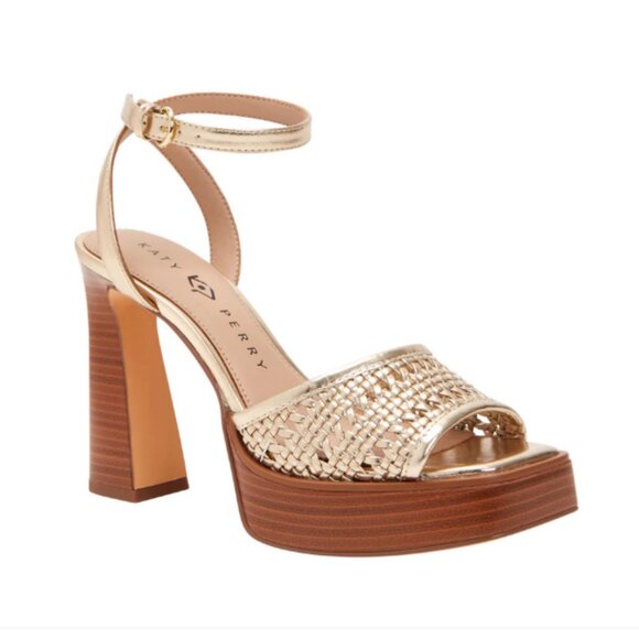 KATY PERRY THE STEADY ANKLE STRAP, GOLD, SIZE 10, NEW IN BOX - Picture 1 of 5